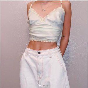 pale yellow victorias secret silk lace slip cami